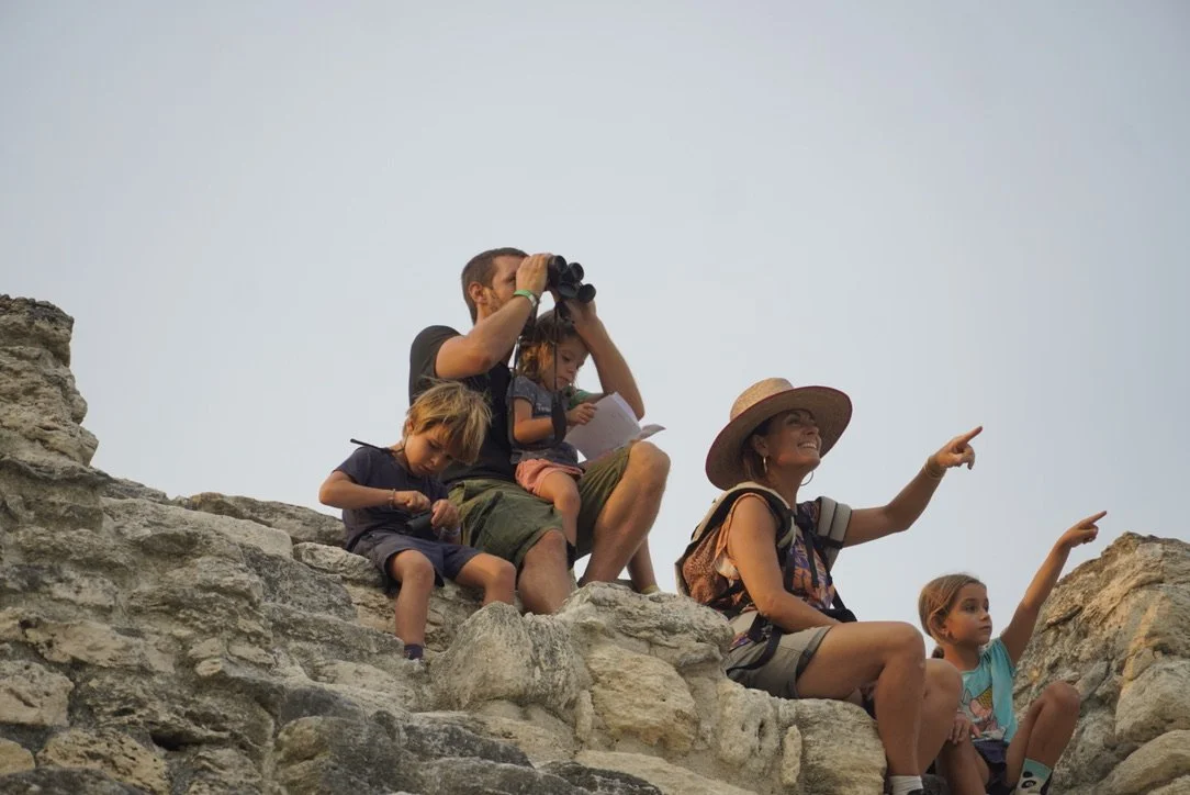 Group viewing ancient ruins